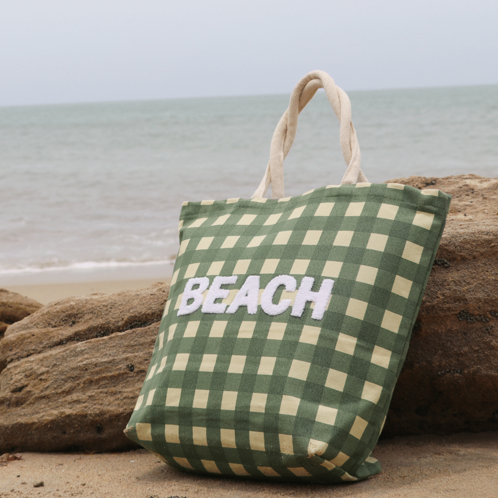 Checked Chenille Embroidery - Tote