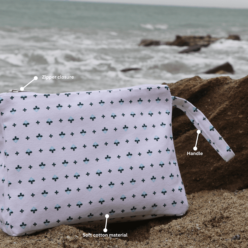 Small Rectangle Zipper Pouch - Green Bud Print