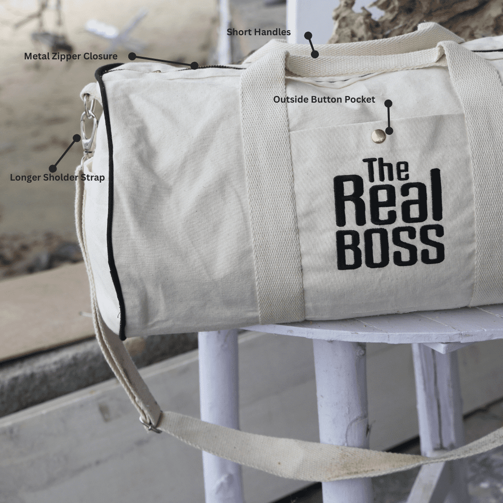 The Real Boss Embroidery Cotton Duffle Bag
