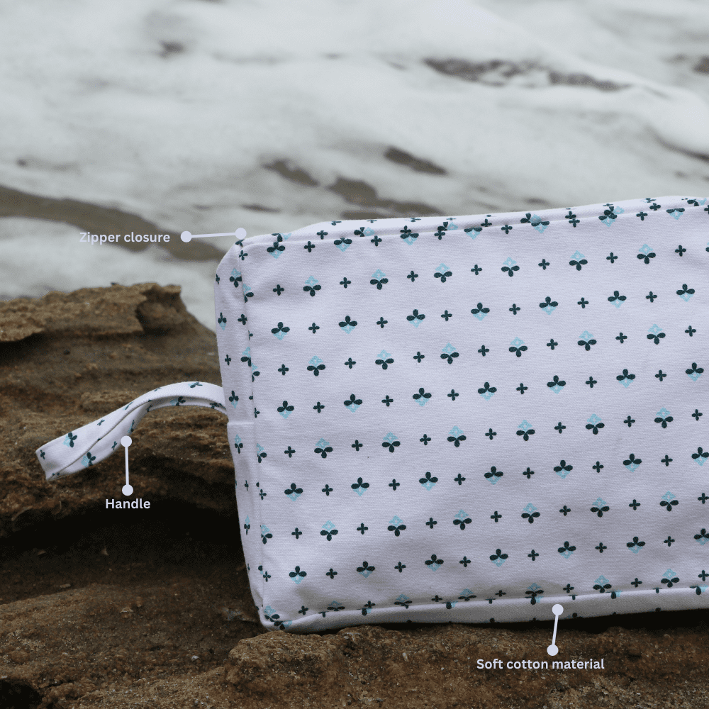 Large Rectangle Zipper Pouch - Green Bud Print