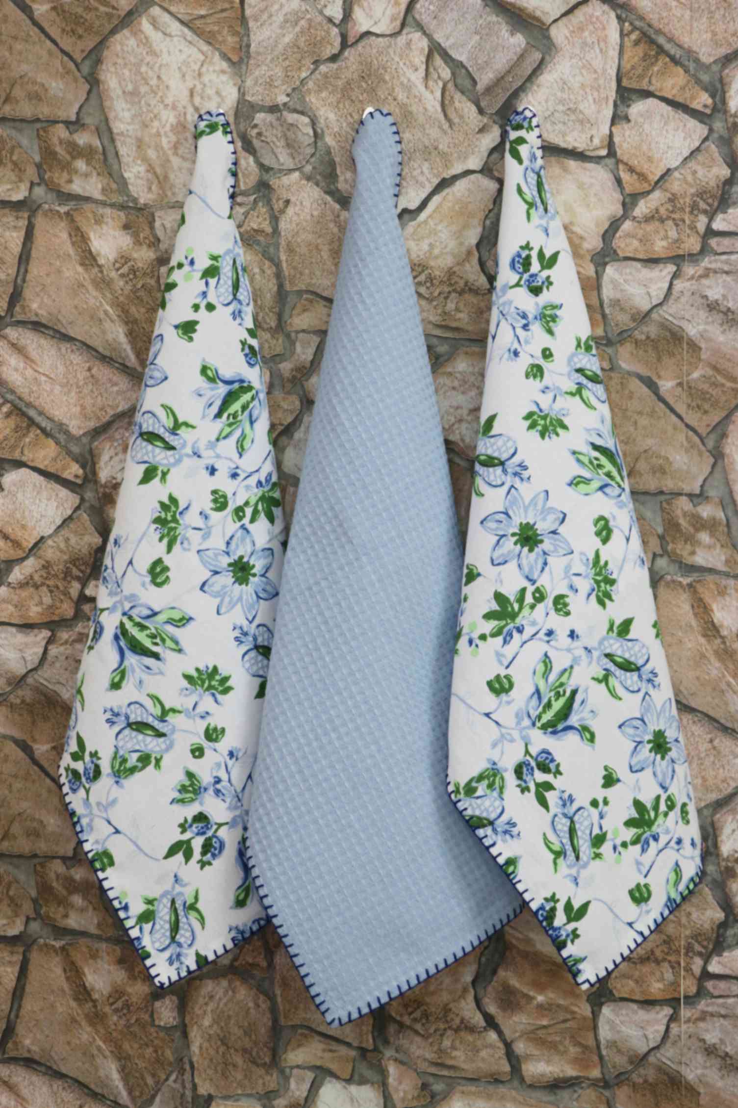 100% Cotton horse stitch Azure Garden Kitchen Towels