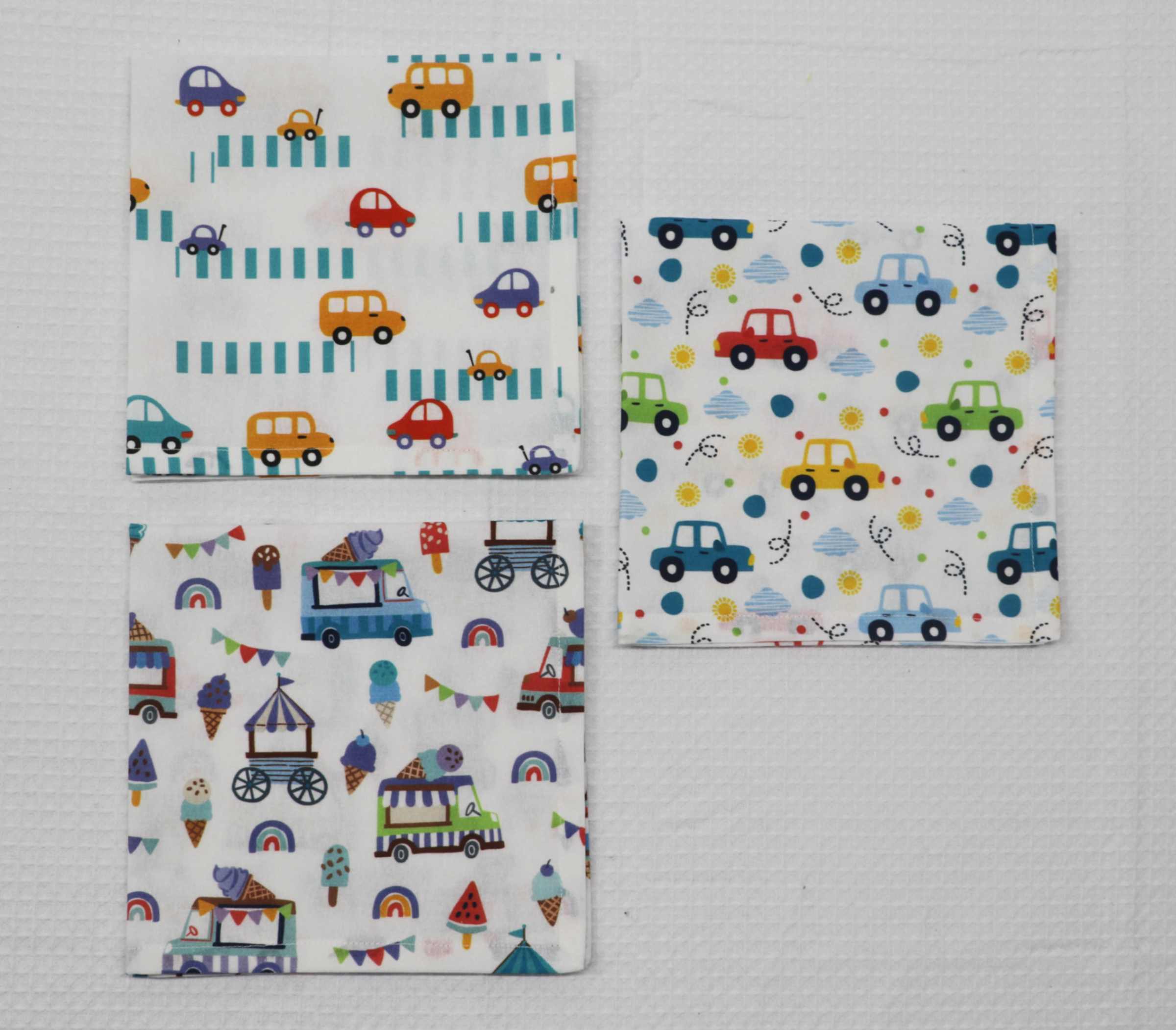 100% SOFT COTTON WHEELS and ADVENTURES KIDS LUNCH TOWELS / NAPKINS