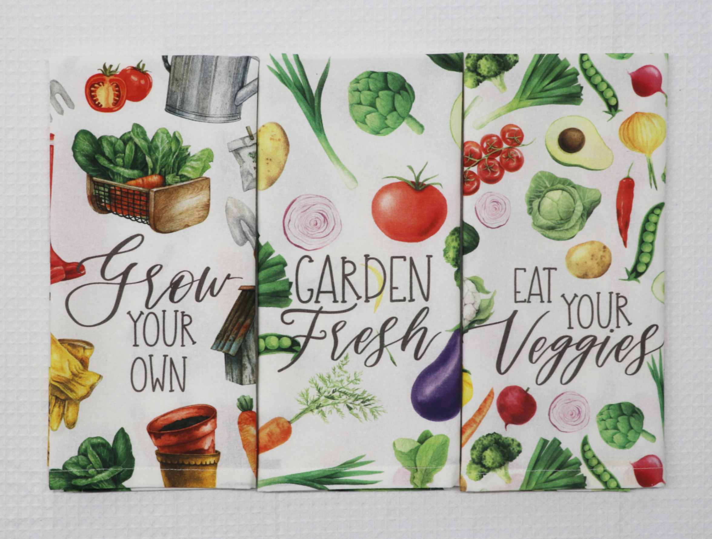 100% COTTON GARDEN FRESH VEGGIES KITCHEN TOWELS SET
