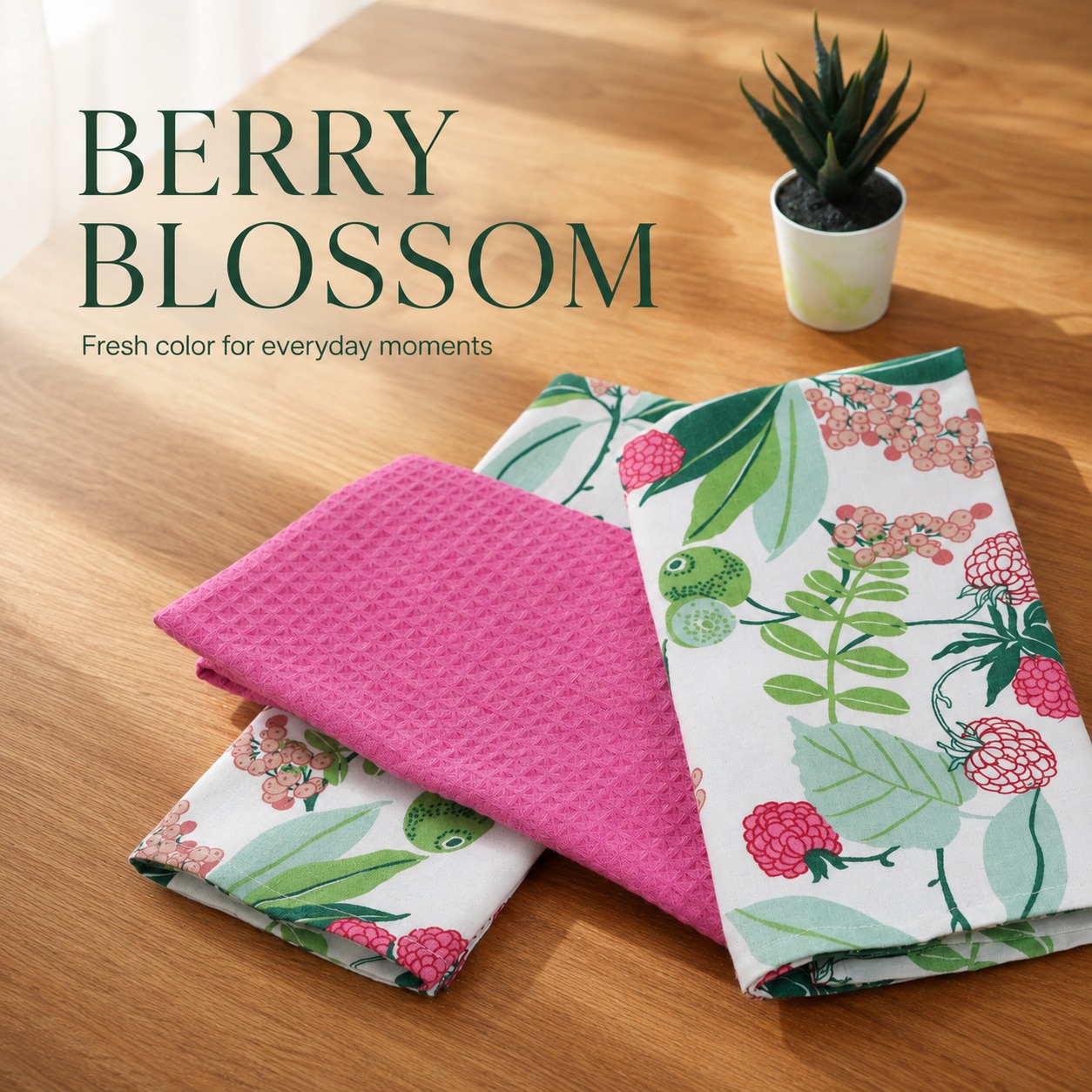 100% COTTON BERRY BLOSSOM KITCHEN TOWEL SET