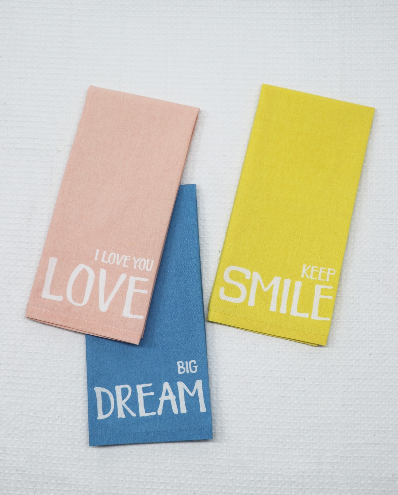 100% Cotton Dream, Smile and Love Kitchen Towel Collection