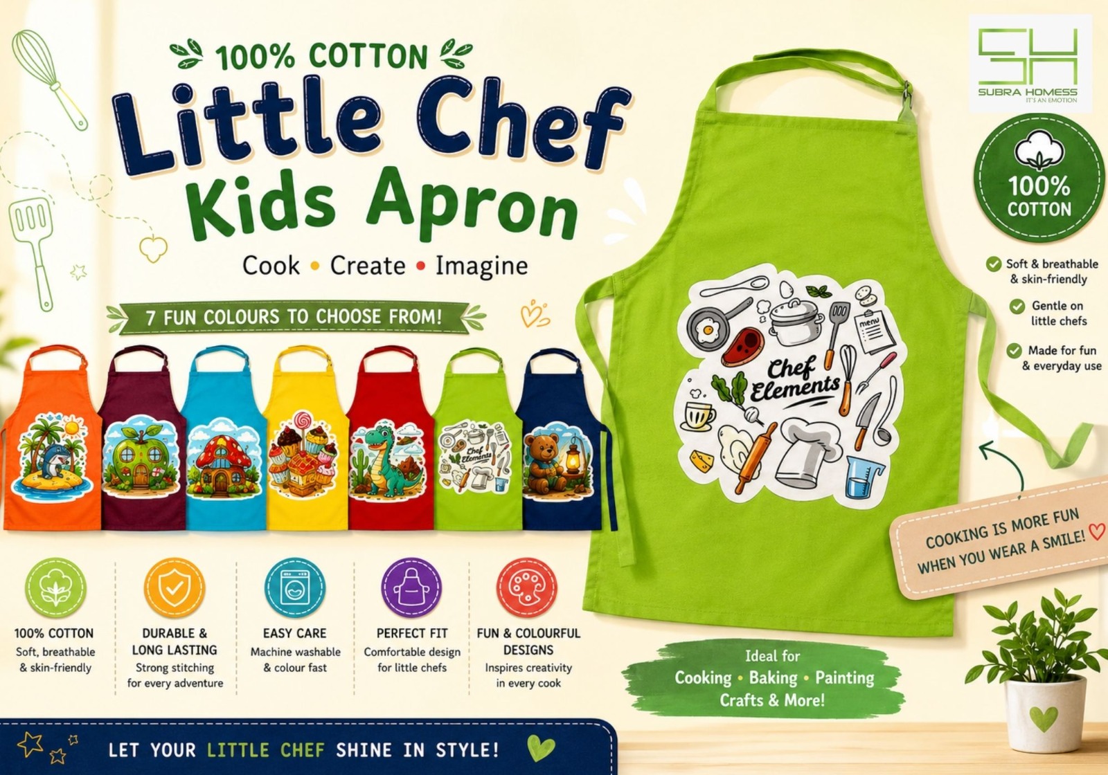 100% Cotton Little Chef Kids Apron