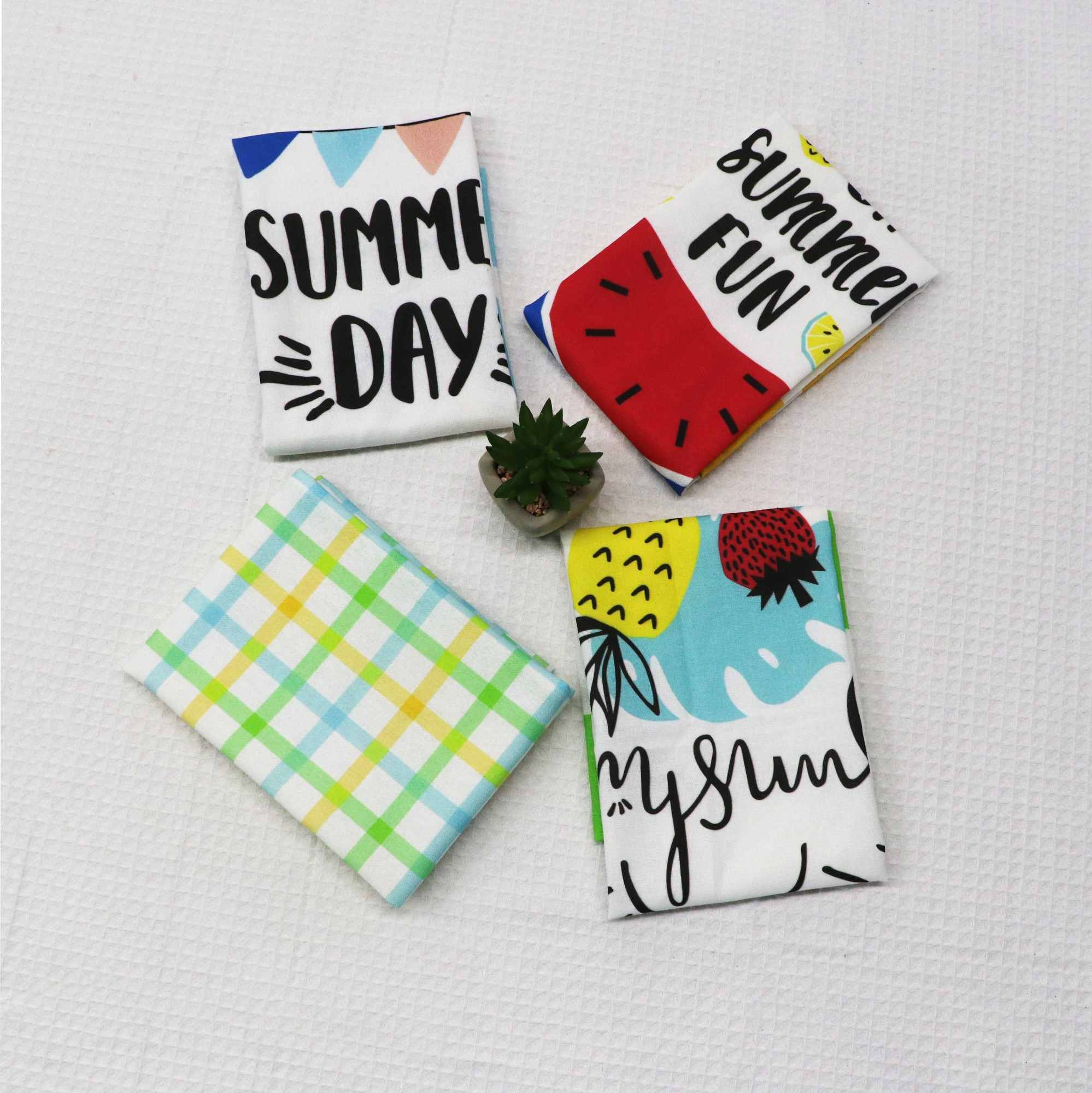 100% Cotton Summer Fun Kitchen Towels