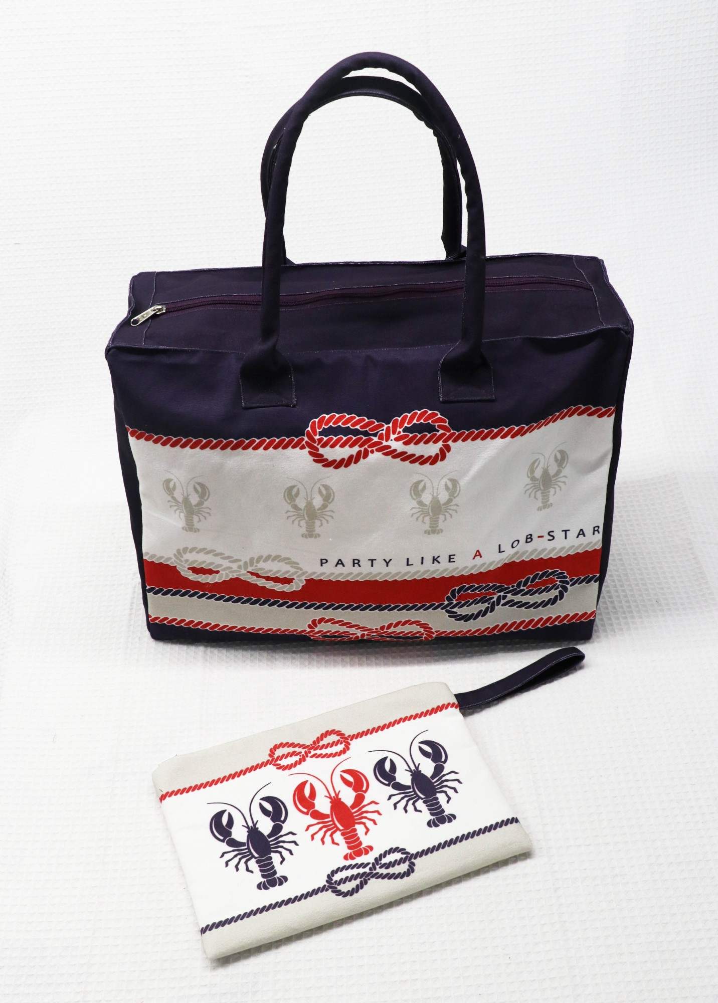 Nautical Lobster 2-Piece Tote Bag and Pouch Set
