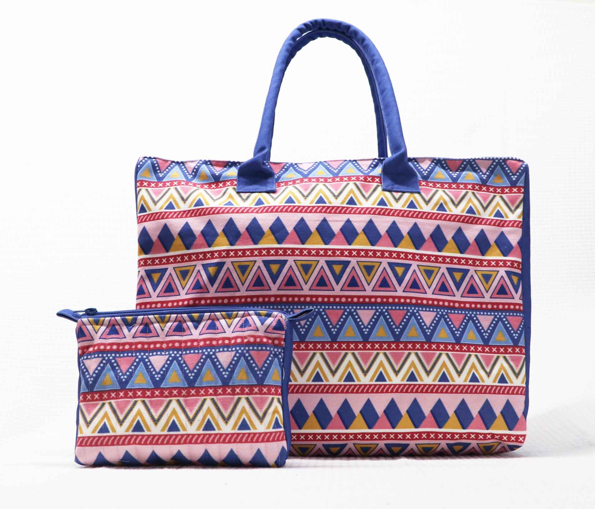 Boho Geo 2-Piece Tote Bag and Pouch Set