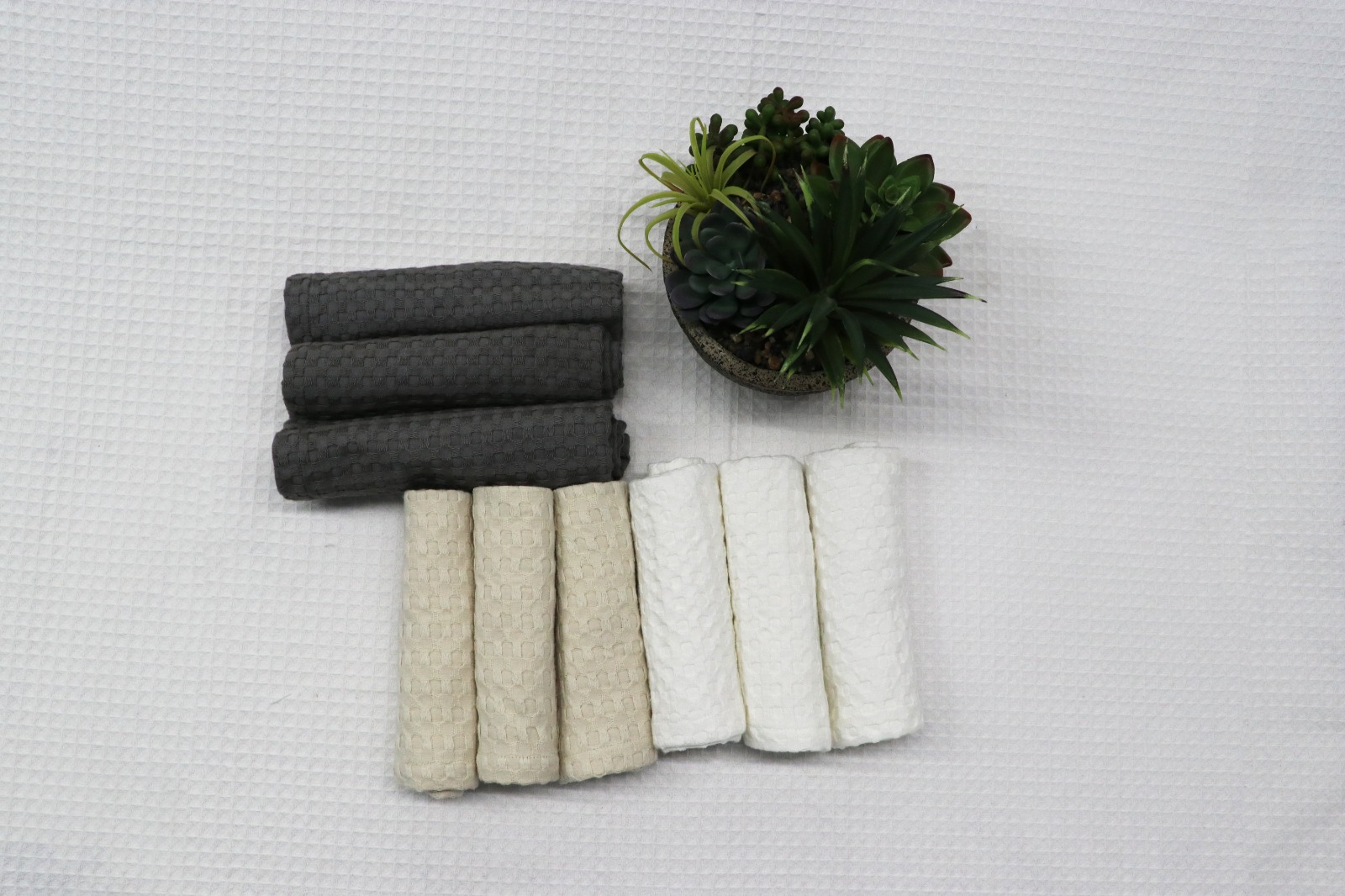 Soft Touch Waffle Face Towel - (Set of 9)