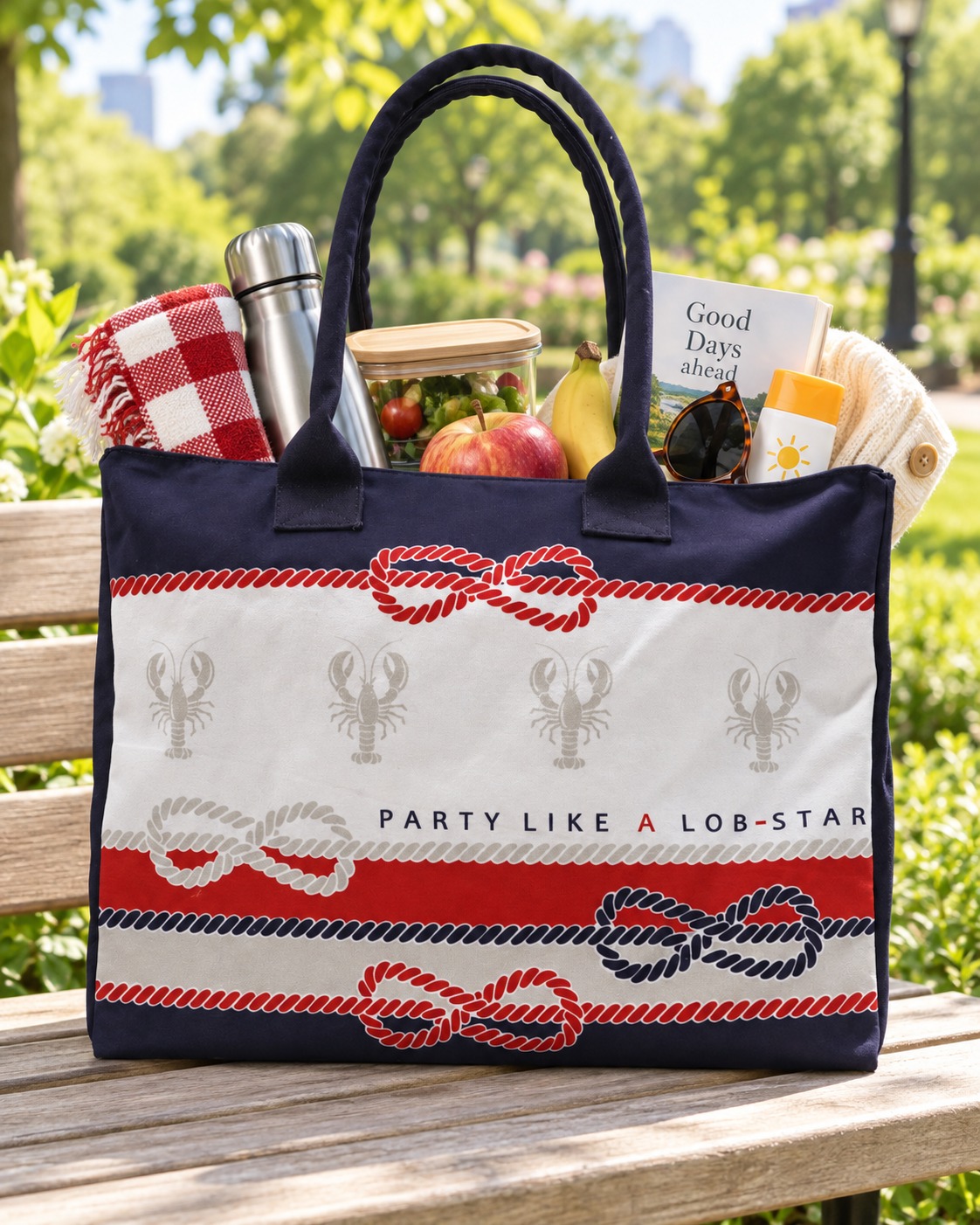 Nautical Lobster Large Shopper Tote Bag