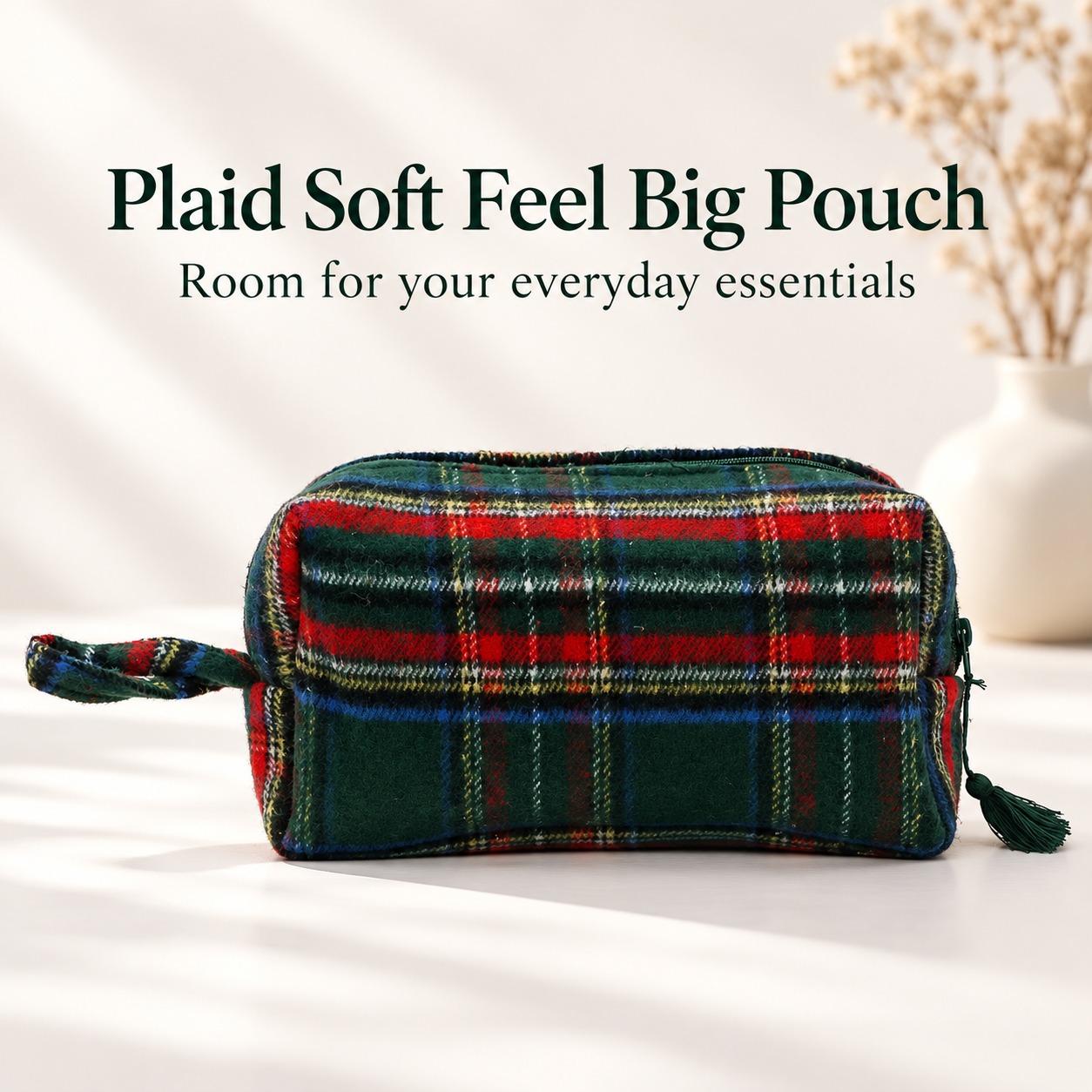 Plaid Soft Feel Big Pouches