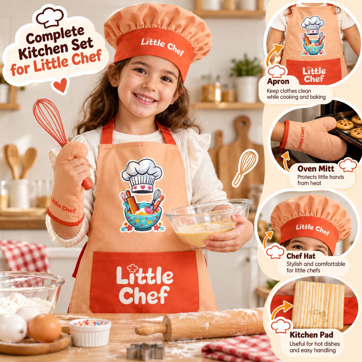Little Chef Peach Delight Kids Cooking Set
