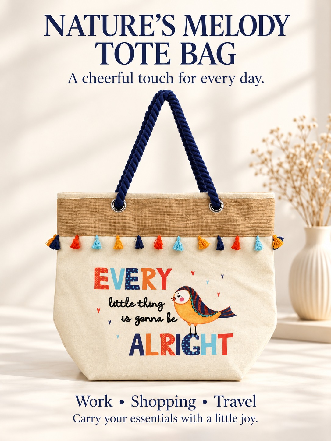 Nature’s Melody Cotton Tote Bag