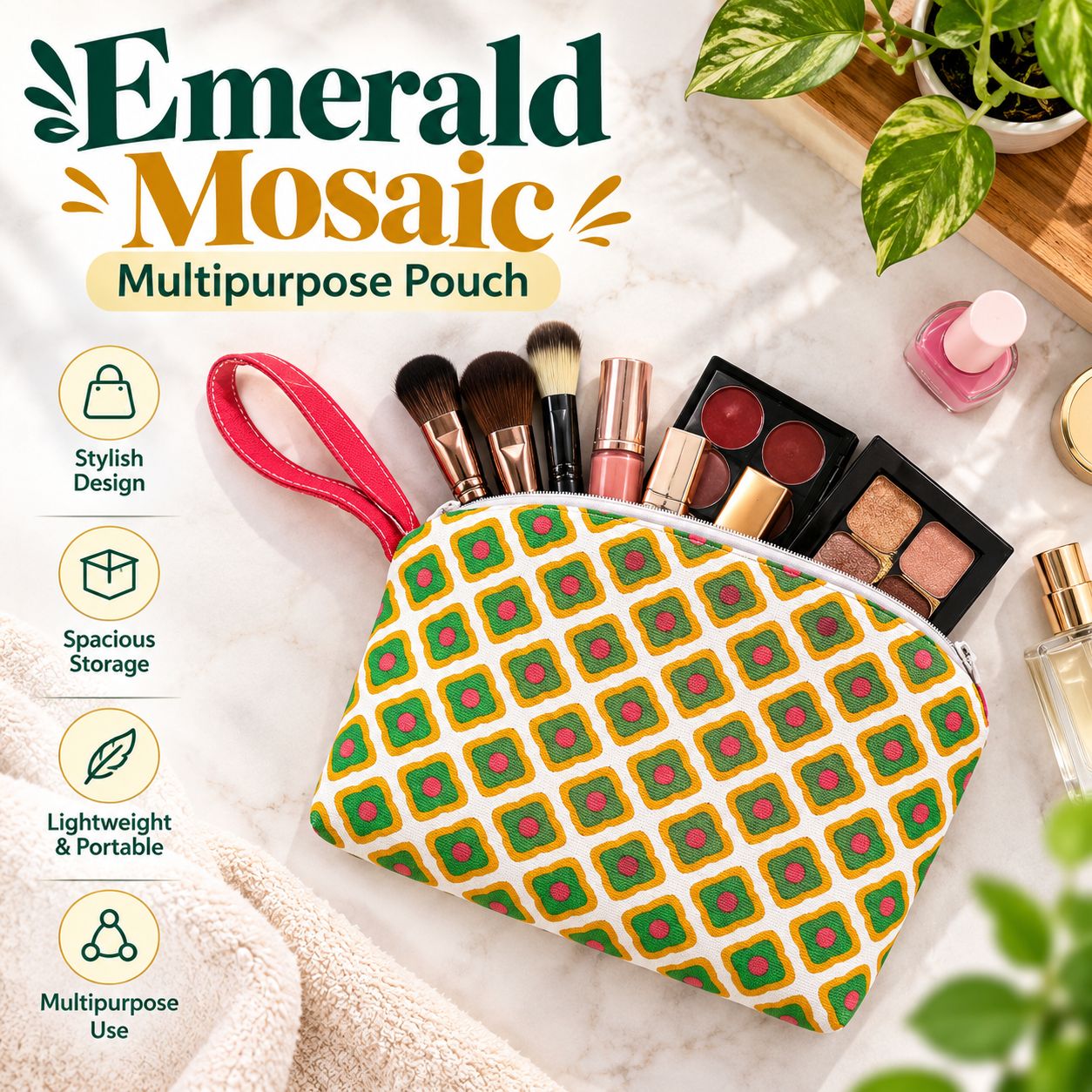 Emerald Mosaic Multipurpose Pouch