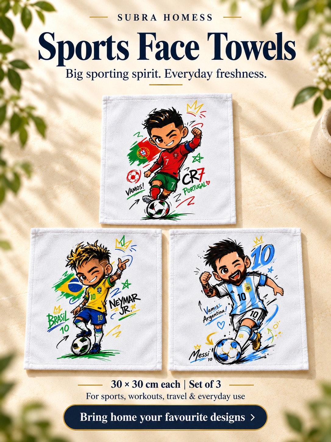 Kids Football Ultra Soft Face Towels – Sports Collection