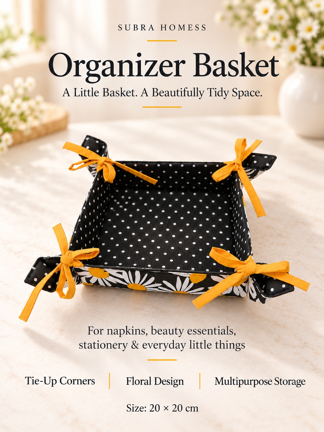 Organizer Basket - Black Daisy