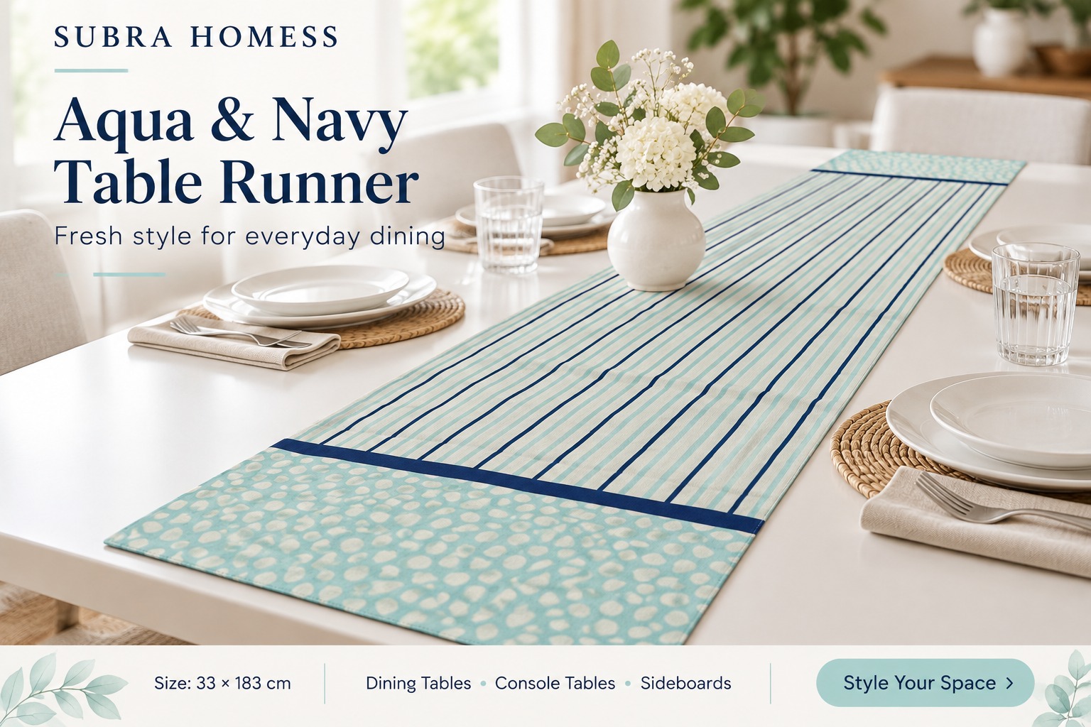 100% Cotton Flying Tropical Table Runner