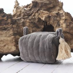 Grey Velvet Small Pouch