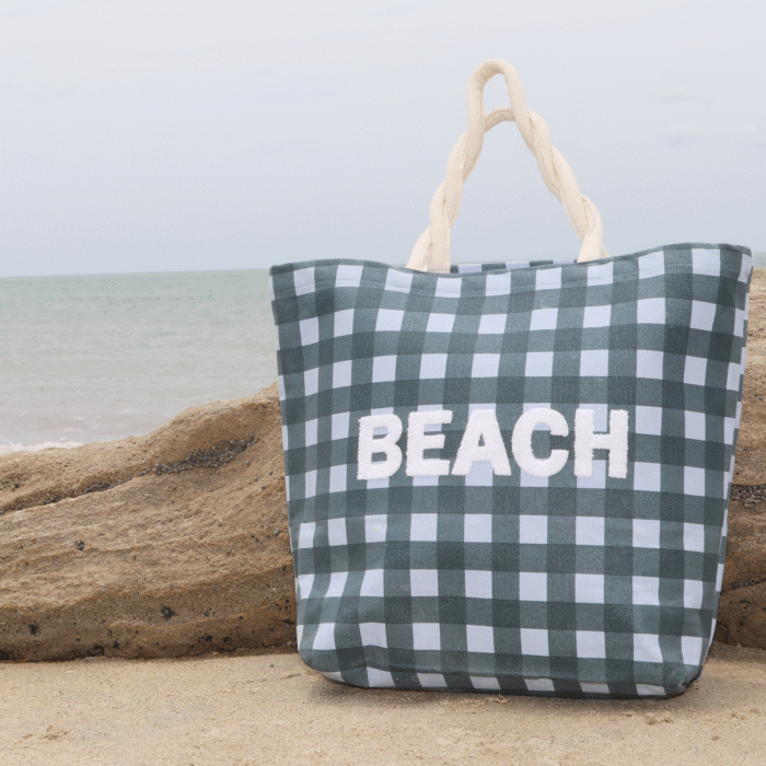 Checked Chenille Embroidery - Tote